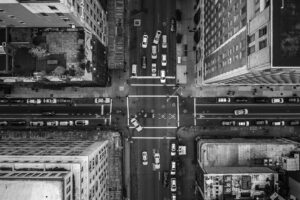 Aerial view on 5th Avenue in New York City.